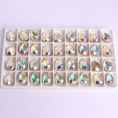 Crystal AB Pear Shape High Quality Glass Pointed Back Fancy Rhinestones WholesaleRhinestone