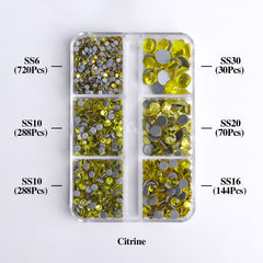 Mixed Sizes 6 Grid Box Citrine Glass HotFix Rhinestones For Clothing DIY WholesaleRhinestone