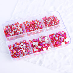 Mixed Sizes 6 Grid Box Orange AB Glass FlatBack Rhinestones For Nail Art Silver Back WholesaleRhinestone