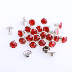 100 Sets Light Siam Glass Rhinestone Rivets for Leather Craft DIY Making WholesaleRhinestone