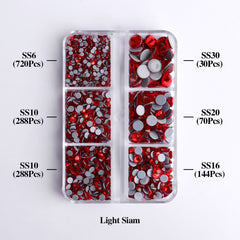 Mixed Sizes 6 Grid Box Light Siam Glass HotFix Rhinestones For Clothing DIY WholesaleRhinestone