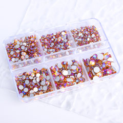 Mixed Sizes 6 Grid Box Topaz AB Glass FlatBack Rhinestones For Nail Art Silver Back WholesaleRhinestone