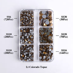 Mixed Sizes 6 Grid Box Light Colorado Topaz Glass HotFix Rhinestones For Clothing DIY WholesaleRhinestone