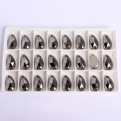Jet Metallic Silver Drop Shape High Quality Glass Sew-on Rhinestones WholesaleRhinestone