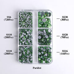Mixed Sizes 6 Grid Box Peridot Glass HotFix Rhinestones For Clothing DIY WholesaleRhinestone