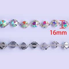 Sew-on Crystal AB Glass Rivoli Rhinestone Trim Chain Applique RA135 WholesaleRhinestone