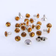 100 Sets Topaz Glass Rhinestone Rivets for Leather Craft DIY Making WholesaleRhinestone