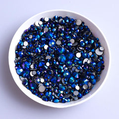 Mixed Sizes Montana AB FlatBack Rhinestones For Nail Art Silver Back WholesaleRhinestone