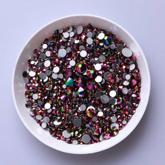 Mixed Sizes Rainbow Rose Gold Glass FlatBack Rhinestones For Nail Art Silver Back WholesaleRhinestone