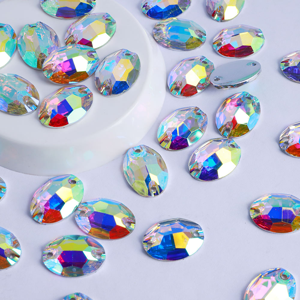 Oval Crystal AB Resin Sew-on Rhinestones For Dance Costume WholesaleRhinestone