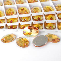 Metallic Sunshine Oval Shape High Quality Glass Sew-on Rhinestones WholesaleRhinestone