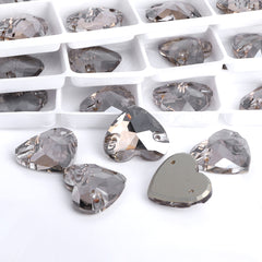 Satin Heart Shape High Quality Glass Sew-on Rhinestones WholesaleRhinestone