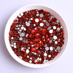 Mixed Sizes Siam Glass FlatBack Rhinestones For Nail Art Silver Back WholesaleRhinestone