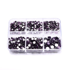Mixed Sizes 6 Grid Box Tanzanite Glass FlatBack Rhinestones For Nail Art Silver Back WholesaleRhinestone