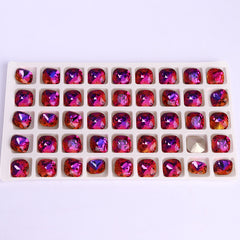 Violet Blue Cushion Square Shape High Quality Glass Pointed Back Fancy Rhinestones WholesaleRhinestone