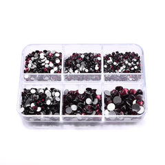 Mixed Sizes 6 Grid Box Amethyst Glass FlatBack Rhinestones For Nail Art Silver Back WholesaleRhinestone