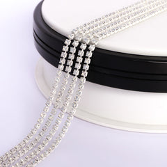 White Opal Glass Rhinestones Close Cup Chain - 1 Row Multi Colors Base WholesaleRhinestone