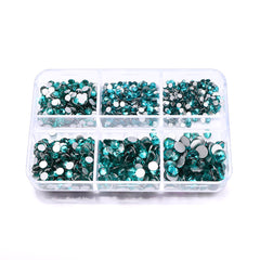 Mixed Sizes 6 Grid Box Blue Zircon Glass FlatBack Rhinestones For Nail Art Silver Back WholesaleRhinestone