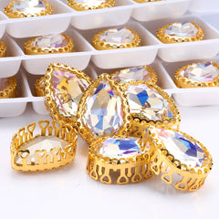 Moonlight Drop Shape High-Quality Glass Sew-on Nest Hollow Claw Rhinestones WholesaleRhinestone