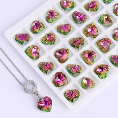 Vitrail Rose Heart Cut High Quality Glass Rhinestone Pendant WholesaleRhinestone