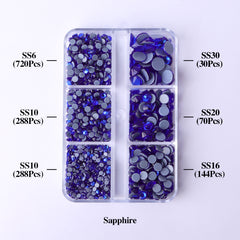 Mixed Sizes 6 Grid Box Sapphire Glass HotFix Rhinestones For Clothing DIY WholesaleRhinestone