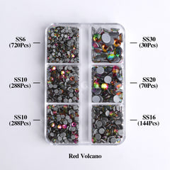 Mixed Sizes 6 Grid Box Rainbow Glass HotFix Rhinestones For Clothing DIY WholesaleRhinestone