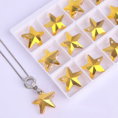 Metallic Sunshine Star Shape High Quality Glass Rhinestone Pendant WholesaleRhinestone