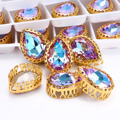 Vitrail Light Drop Shape High-Quality Glass Sew-on Nest Hollow Claw Rhinestones WholesaleRhinestone