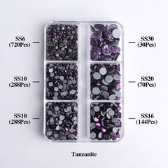Mixed Sizes 6 Grid Box Tanzanite Glass HotFix Rhinestones For Clothing DIY WholesaleRhinestone