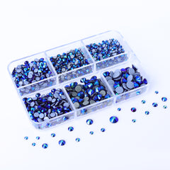 Mixed Sizes 6 Grid Box Black AB Glass HotFix Rhinestones For Clothing DIY WholesaleRhinestone