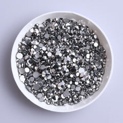 Mixed Sizes Silver Glass FlatBack Rhinestones For Nail Art Silver Back WholesaleRhinestone