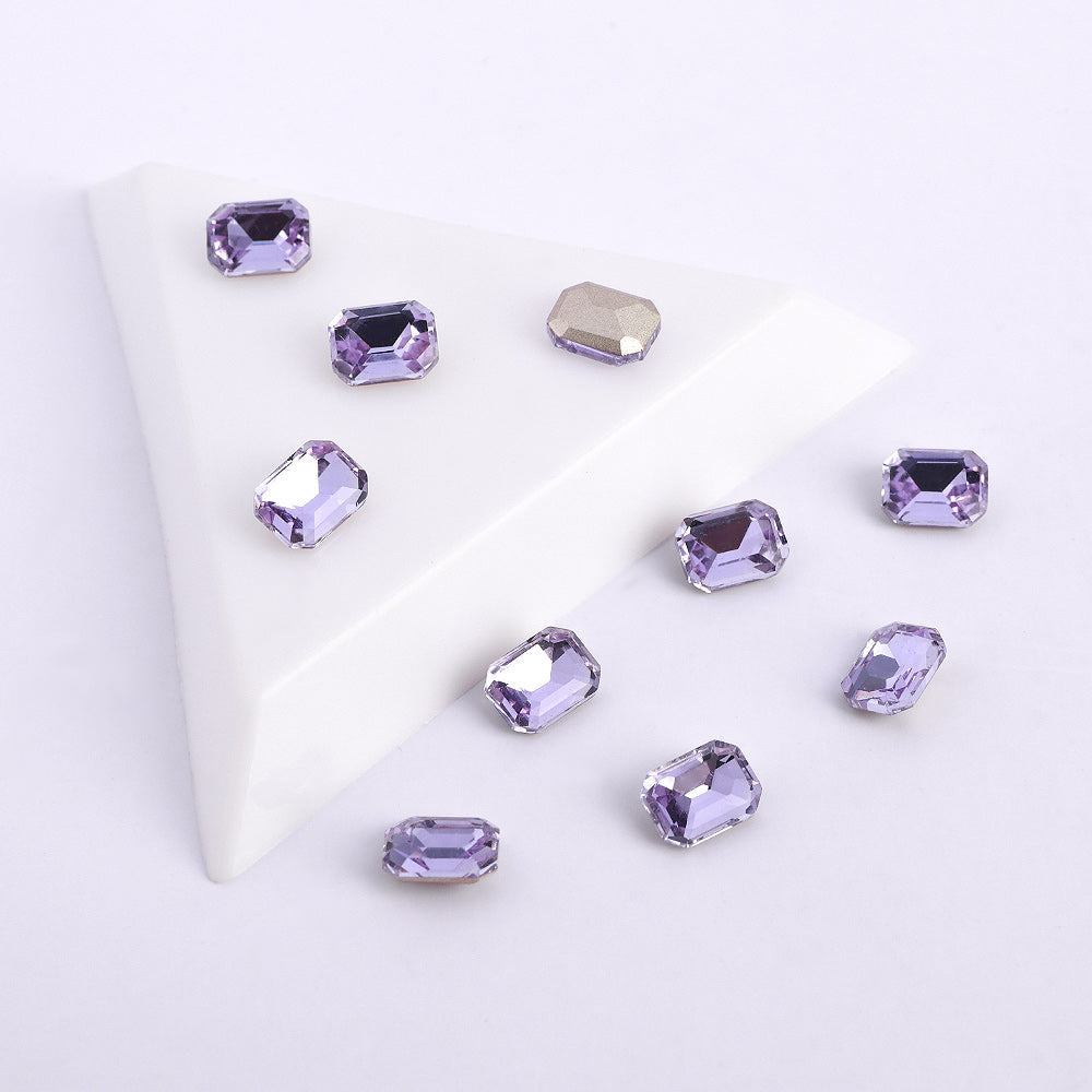 Lavender Rectangle Octagon Shape Pointed Back Fancy Rhinestones WholesaleRhinestone