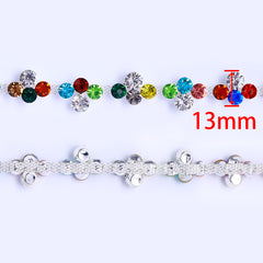 Sew-on Mixed Colors Glass Rhinestone Trim Chain Applique RA715 WholesaleRhinestone