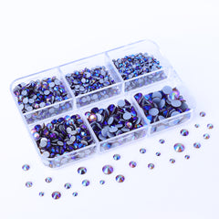 Mixed Sizes 6 Grid Box Smoked Topaz AB Glass HotFix Rhinestones For Clothing DIY WholesaleRhinestone