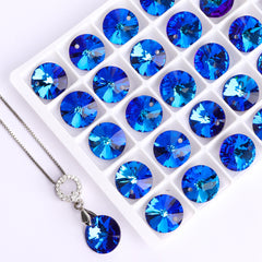Bermuda Blue Rivoli High Quality Glass Rhinestone Pendant WholesaleRhinestone