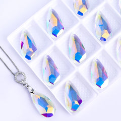 Crystal AB Tear Drop High Quality Glass Rhinestone Pendant WholesaleRhinestone