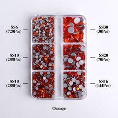 Mixed Sizes 6 Grid Box Orange Glass HotFix Rhinestones For Clothing DIY WholesaleRhinestone