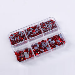 Mixed Sizes 6 Grid Box Light Siam Glass HotFix Rhinestones For Clothing DIY WholesaleRhinestone