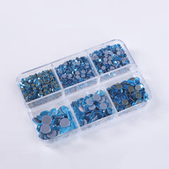 Mixed Sizes 6 Grid Box Aquamarine Glass HotFix Rhinestones For Clothing DIY WholesaleRhinestone