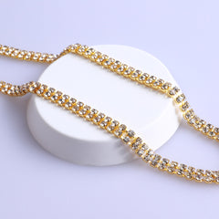 10 Yards Crystal Rhinestones Close Cup Chain - 2 Rows Golden Base WholesaleRhinestone