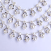 Sew-on Crystal Glass Rhinestone Pearl Trim Chain Applique RA1046 WholesaleRhinestone