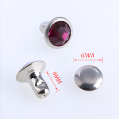 100 Sets Fuchsia Glass Rhinestone Rivets for Leather Craft DIY Making WholesaleRhinestone