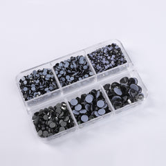 Mixed Sizes 6 Grid Box Black Diamond Glass HotFix Rhinestones For Clothing DIY WholesaleRhinestone