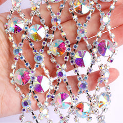 Sew-on Crystal AB Glass Rivoli Rhinestone Trim Chain Applique RA553 WholesaleRhinestone
