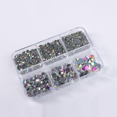 Mixed Sizes 6 Grid Box Crystal AB Glass HotFix Rhinestones For Clothing DIY WholesaleRhinestone