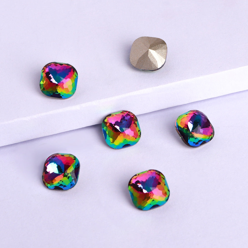 Volcano Dome Cushion Square Shape High Quality Glass Pointed Back Fancy Rhinestones WholesaleRhinestone