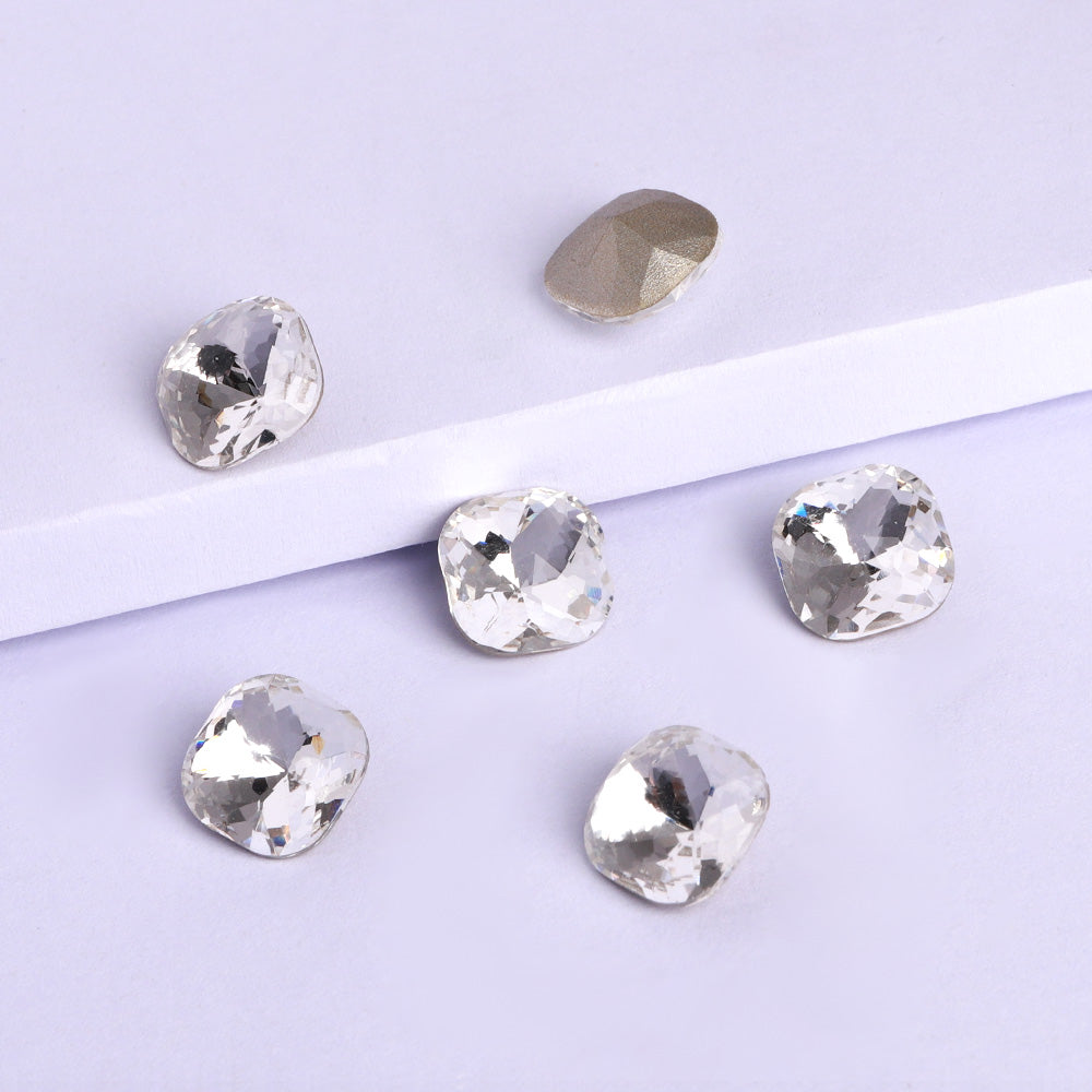 Crystal Dome Cushion Square Shape High Quality Glass Pointed Back Fancy Rhinestones WholesaleRhinestone