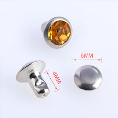 100 Sets Topaz Glass Rhinestone Rivets for Leather Craft DIY Making WholesaleRhinestone