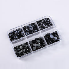 Mixed Sizes 6 Grid Box Black Glass HotFix Rhinestones For Clothing DIY WholesaleRhinestone