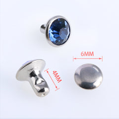 100 Sets Light Blue Glass Rhinestone Rivets for Leather Craft DIY Making WholesaleRhinestone